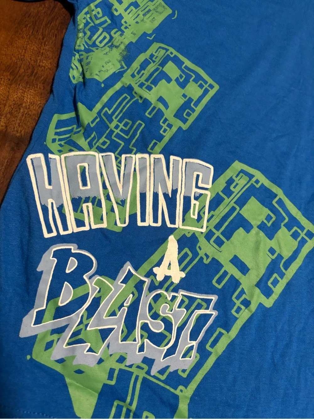 Minecraft Boys’ Short Sleeve ‘Having a Blast’ Creeper Graphic Shirt - Blue M